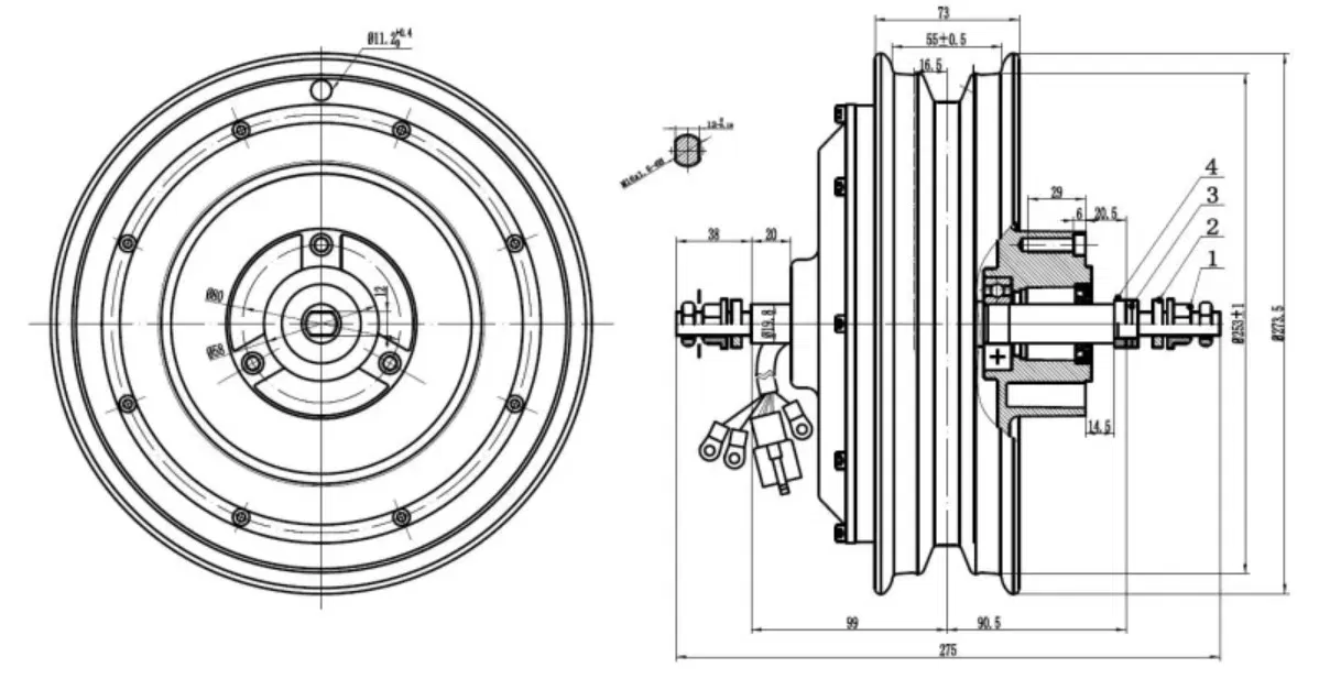QSMotor 205 - Động cơ BLDC 500-4000W Vành 10" CAD - Image 4