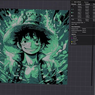 Tranh sơn dầu bằng sợi nhựa hình Luffy