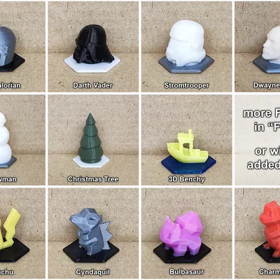 Các mẫu tượng thêm cho game thăng bằng Prusa: Star Wars, Pokemon, The Rock, Noel, Benchy,...