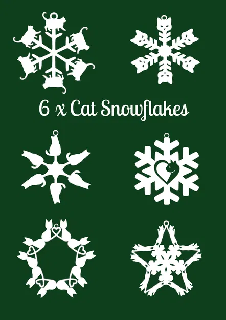 6 Bông Tuyết Mèo Trang Trí Cây Thông Noel - Image 1