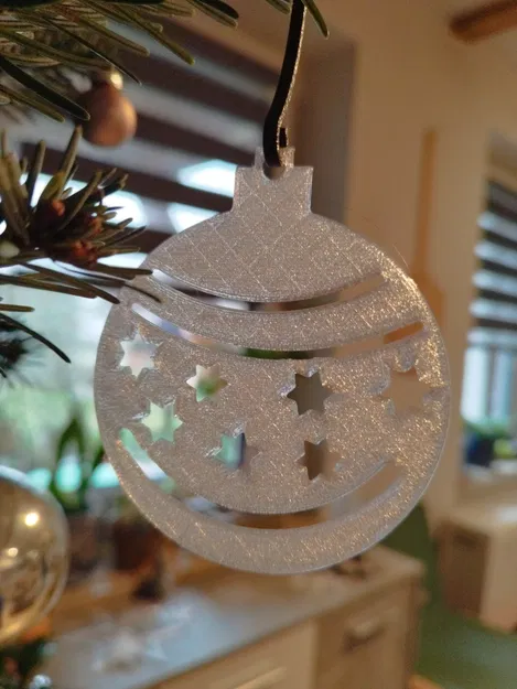 Quả châu cây thông Noel phẳng có ngôi sao - Image 1