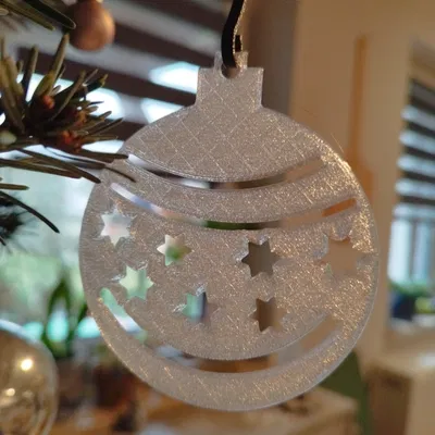 Quả châu cây thông Noel phẳng có ngôi sao