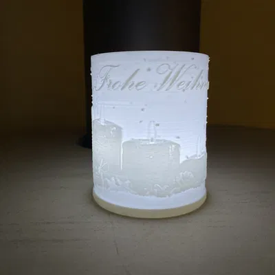 Mô hình Lithophane Giáng Sinh kèm Đế Đèn LED