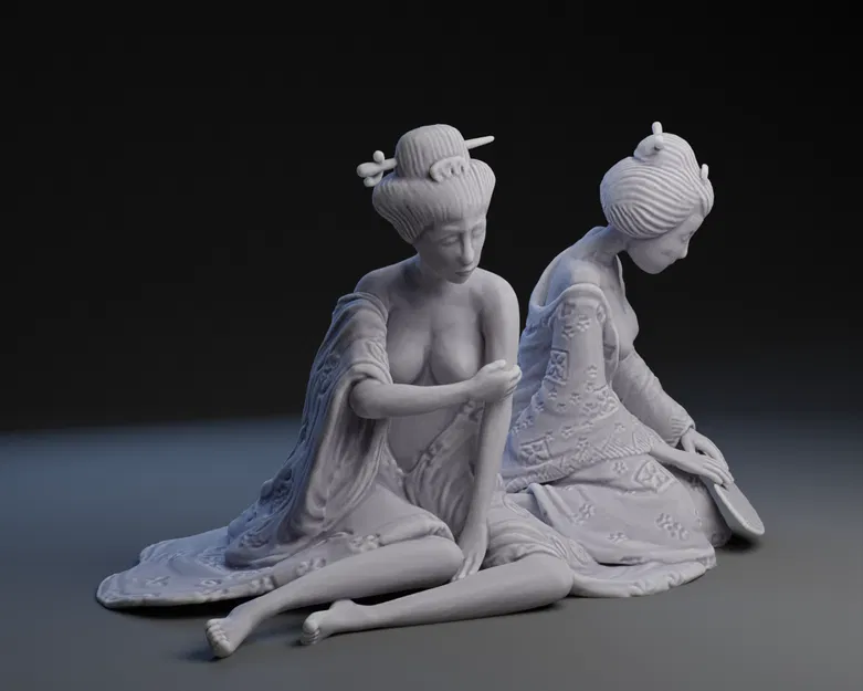 Tượng "Two Shikomi in Soft Repose" - Nghỉ Ngơi Êm Đềm - Image 2