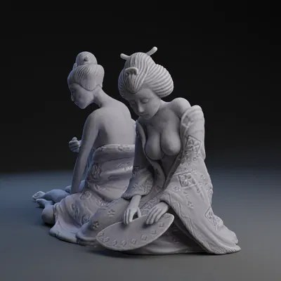 Tượng "Two Shikomi in Soft Repose" - Nghỉ Ngơi Êm Đềm