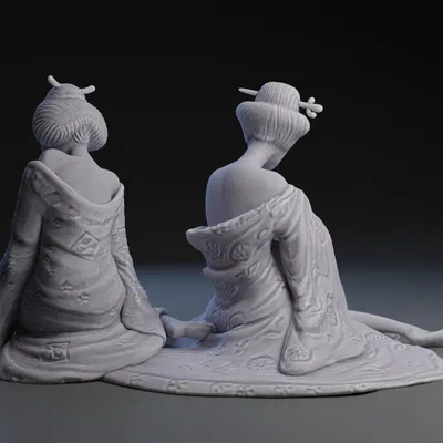 Tượng "Two Shikomi in Soft Repose" - Nghỉ Ngơi Êm Đềm