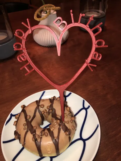 Chữ "Happy Birthday" Hình Trái Tim Cắm Bánh Kem - Image 2