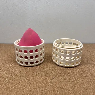 Hộp Đựng Bông Mút Trang Điểm Có Ren Vặn