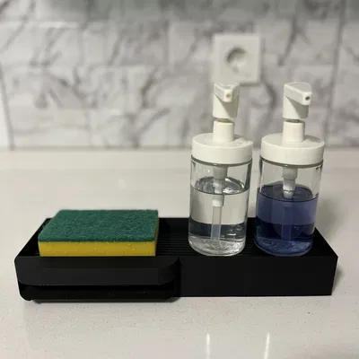 Khu vực để miếng rửa chén và khay đựng nước rửa chén (Tự khô ráo)