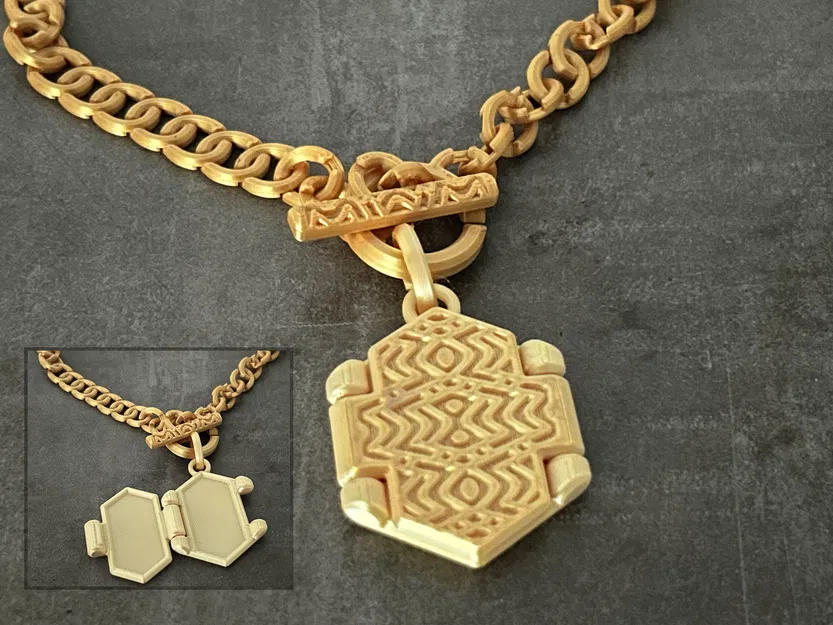 Ngăn Bí Mật / Dây Chuyền Thập Tự Hex <Bản Lề In Liền> Có Móc Treo Thay Thế - Image 1