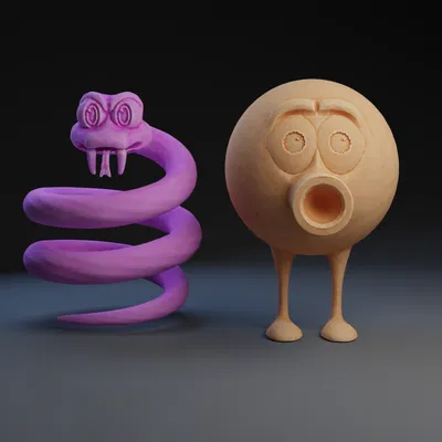 Coily Finger Puppet + Qbert Model