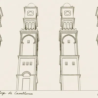 Mô Hình 3D Tháp Đồng Hồ Casablanca / La Tour de l'Horloge de Casablanca