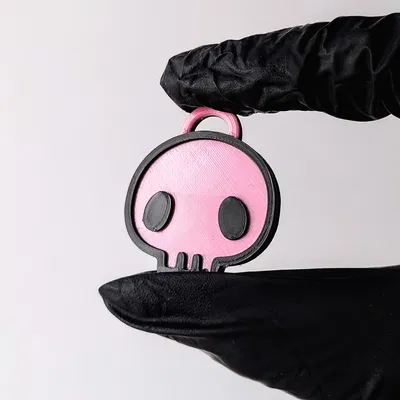 Móc Khóa Kuromi Skull Logo Hello Kitty Hồng, Dễ Thay Filament