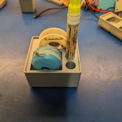 Gridfinity - Giá đỡ Cuộn Thiếc, Bút Flux và Bùi nhùi Hút Thiếc