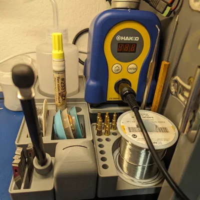 Gridfinity - Giá đỡ Cuộn Thiếc, Bút Flux và Bùi nhùi Hút Thiếc