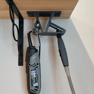 Kệ Dremel & đầu kẹp dưới gầm kệ (có bản mẫu parametric)