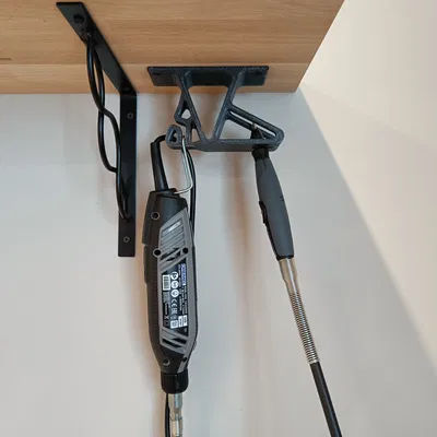 Kệ Dremel & đầu kẹp dưới gầm kệ (có bản mẫu parametric)