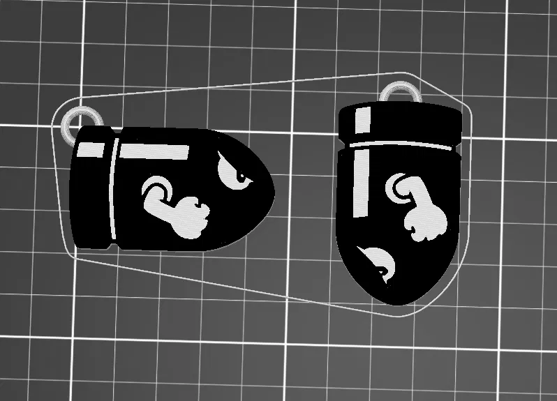 Móc khóa bom kiểu hoạt hình cũ dễ in - Image 1