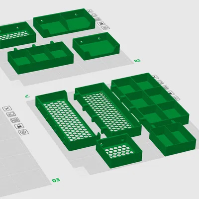 Khay Lowpoly Ikea Skadis có móc hoặc T-Nuts, đáy đặc hoặc lục giác
