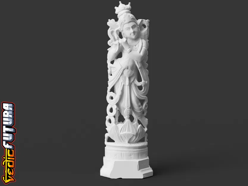 Tượng Krishna Thổi Sáo - Điêu Khắc Gỗ Đàn Hương - Image 1