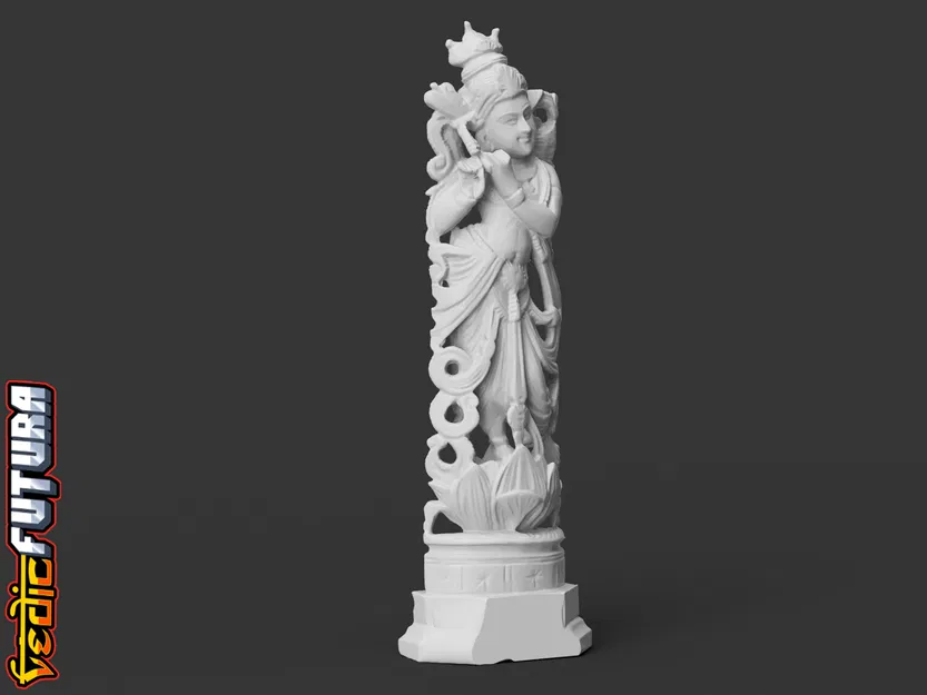Tượng Krishna Thổi Sáo - Điêu Khắc Gỗ Đàn Hương - Image 2