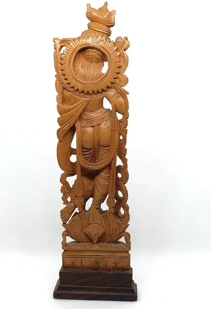 Tượng Krishna Thổi Sáo - Điêu Khắc Gỗ Đàn Hương - Image 6