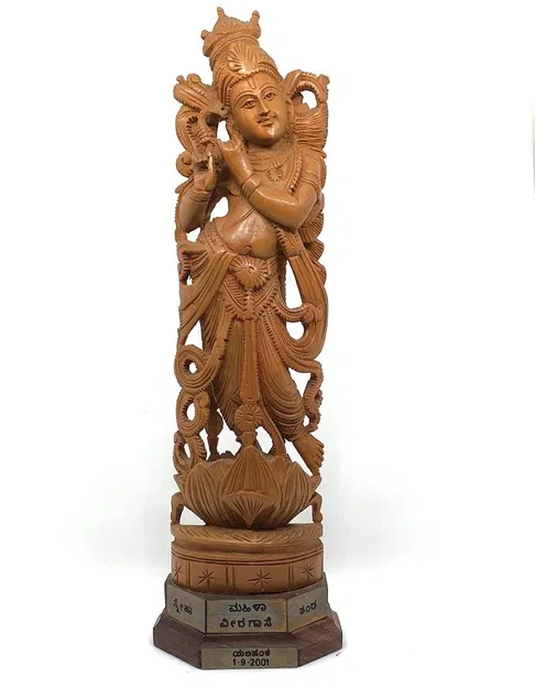 Tượng Krishna Thổi Sáo - Điêu Khắc Gỗ Đàn Hương - Image 7