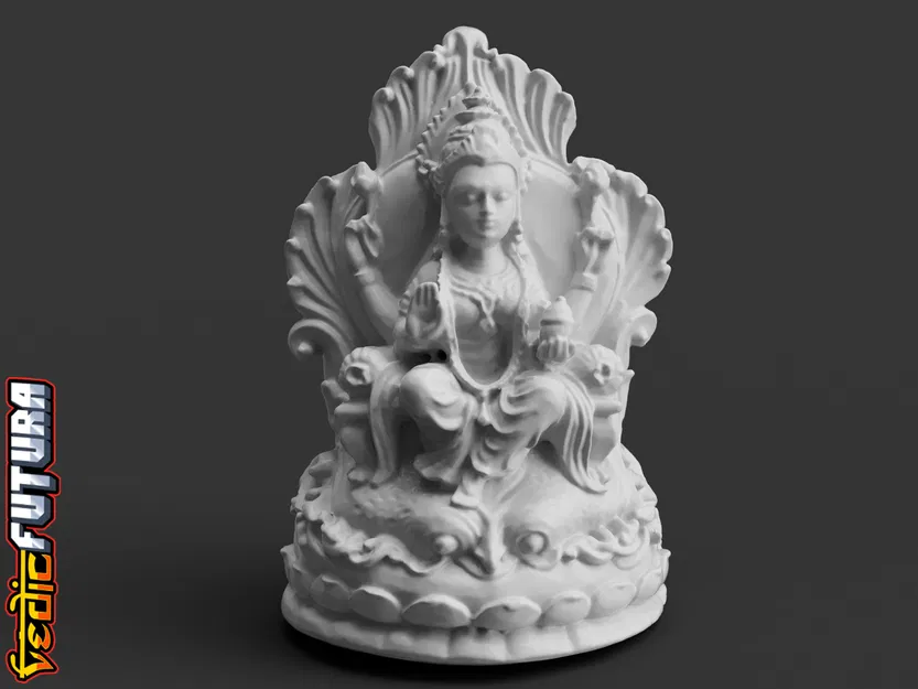 Tượng Nữ Thần Lakshmi Trên Ngai Hoa Sen - Image 1