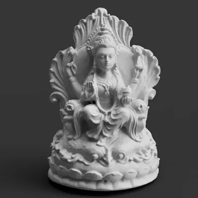 Tượng Nữ Thần Lakshmi Trên Ngai Hoa Sen