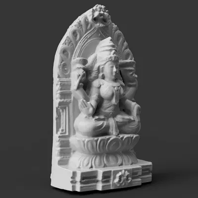 Tượng Nữ thần Lakshmi trên Ngai Hoa sen & Kirtimukham