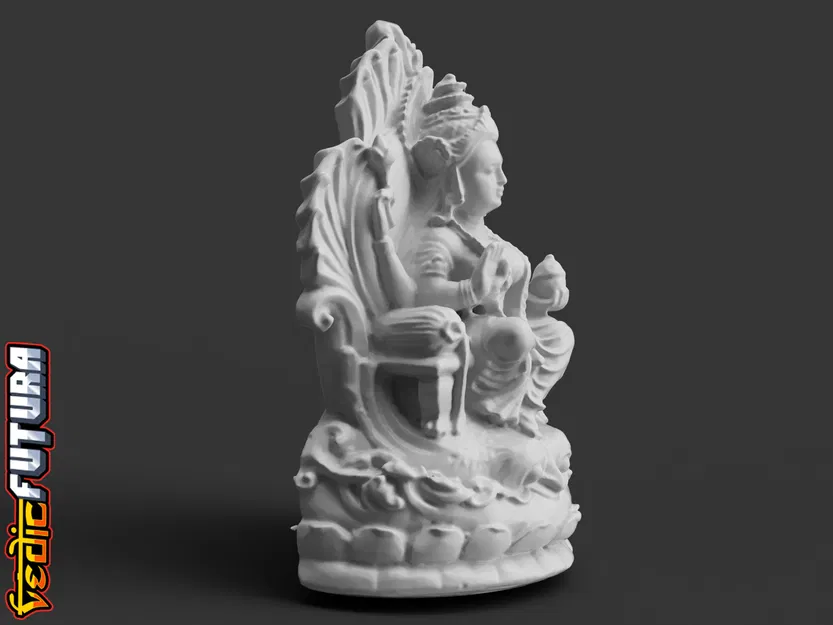 Tượng Nữ Thần Lakshmi Trên Ngai Hoa Sen - Image 2