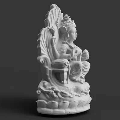 Tượng Nữ Thần Lakshmi Trên Ngai Hoa Sen