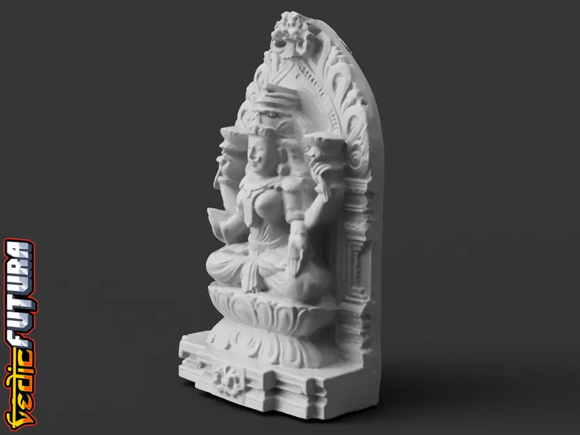 Tượng Nữ thần Lakshmi trên Ngai Hoa sen & Kirtimukham - Image 3