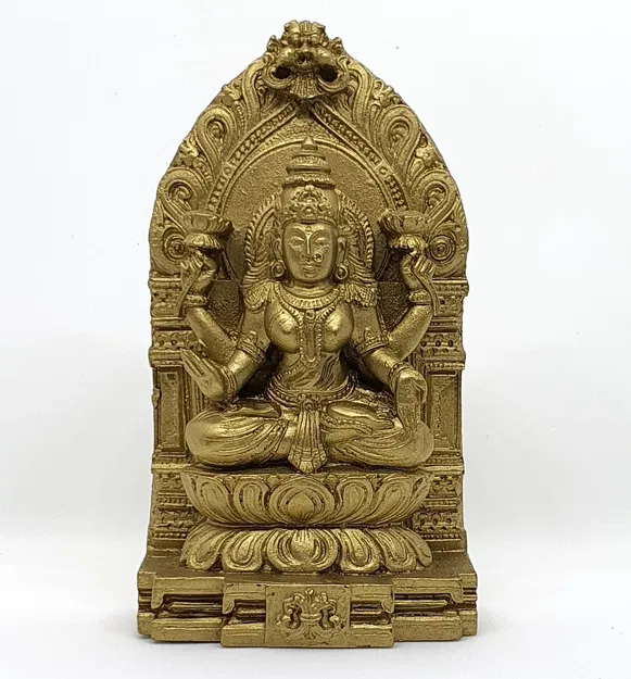 Tượng Nữ thần Lakshmi trên Ngai Hoa sen & Kirtimukham - Image 5