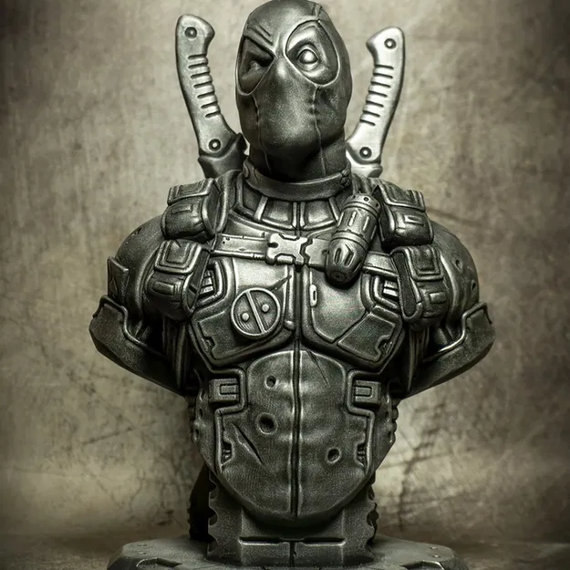 Tượng Bán Thân Deadpool (Bản Remaster Không Cần Hỗ Trợ) (STL) - Image 2