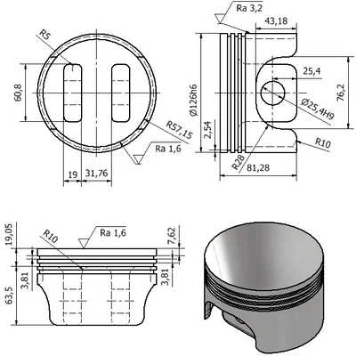 Pít" piston V6