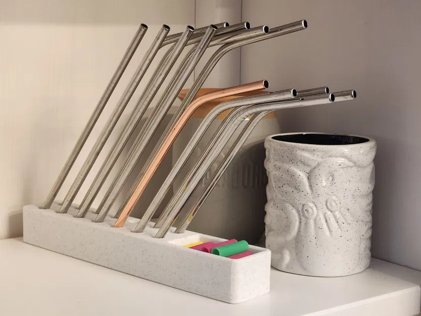 Chân đế/Hộp đựng ống hút kim loại - Image 1