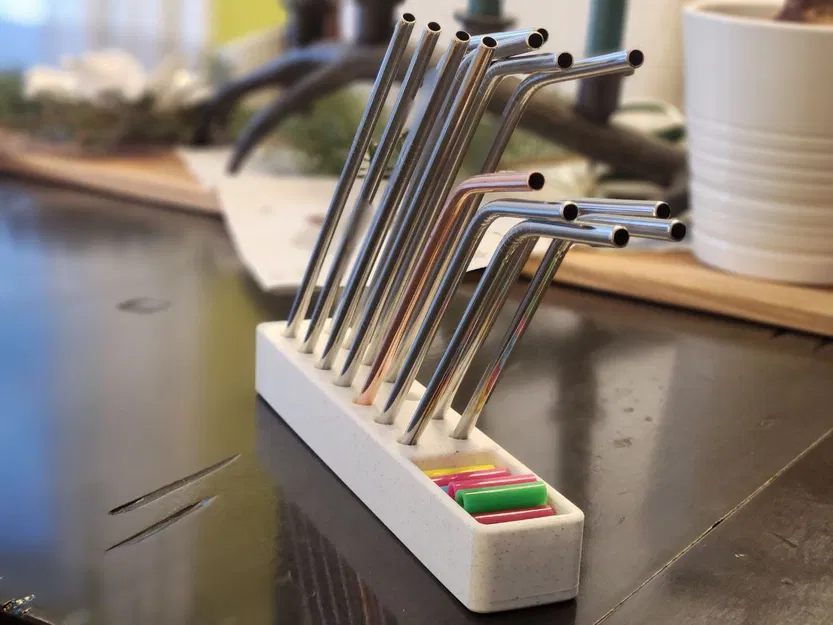 Chân đế/Hộp đựng ống hút kim loại - Image 2