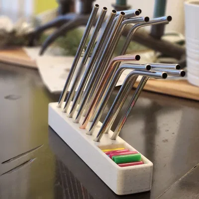 Chân đế/Hộp đựng ống hút kim loại