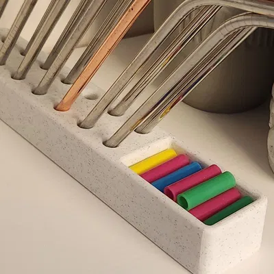 Chân đế/Hộp đựng ống hút kim loại