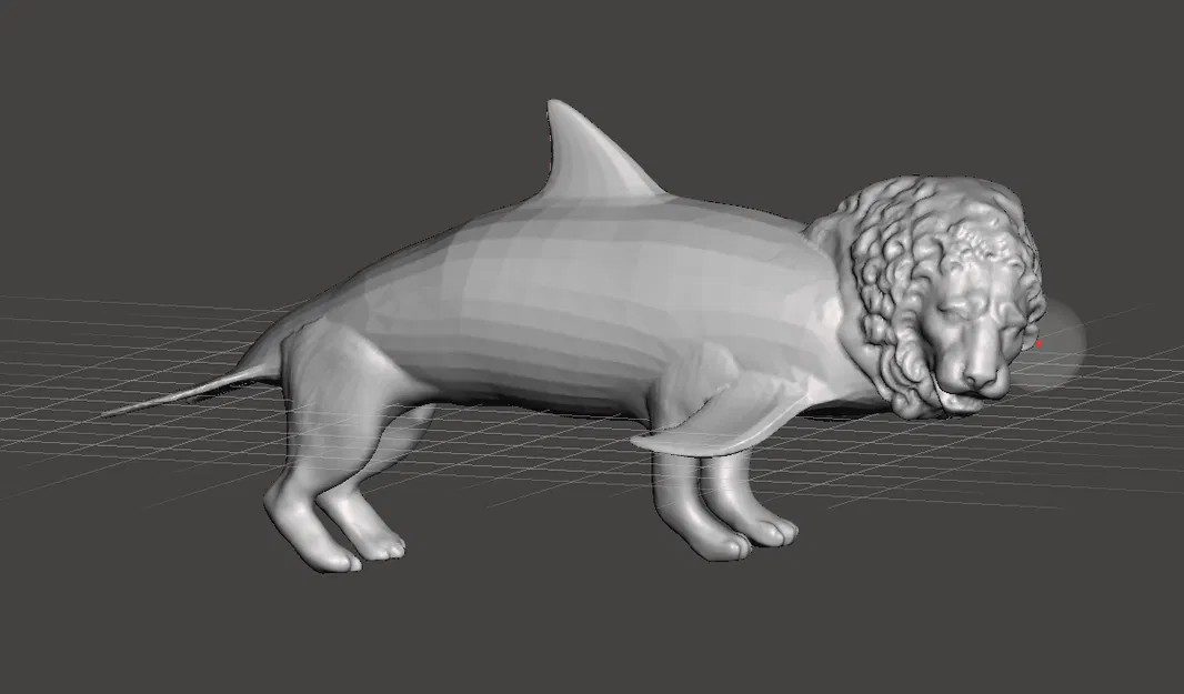 Mô hình 3D: Sư Tử Cá Heo Chó - Image 1