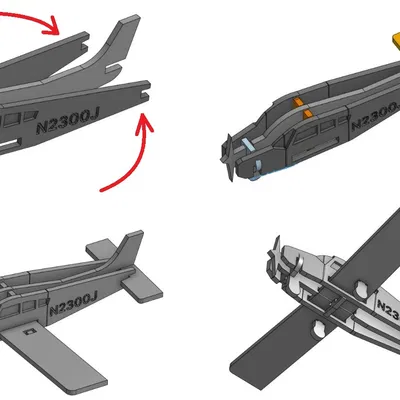 Mô hình máy bay Beechcraft Musketeer B23 dạng Kit Card