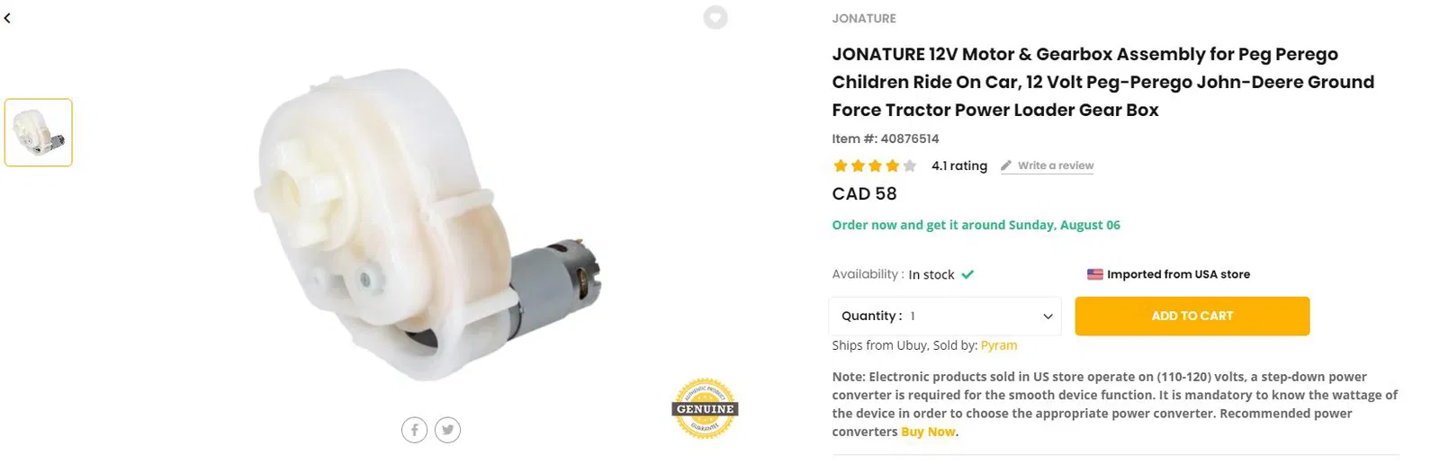 Bánh Răng Truyền Động Peg Perego - Image 2