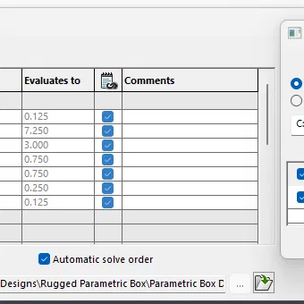 Hộp Parametric - SolidWorks