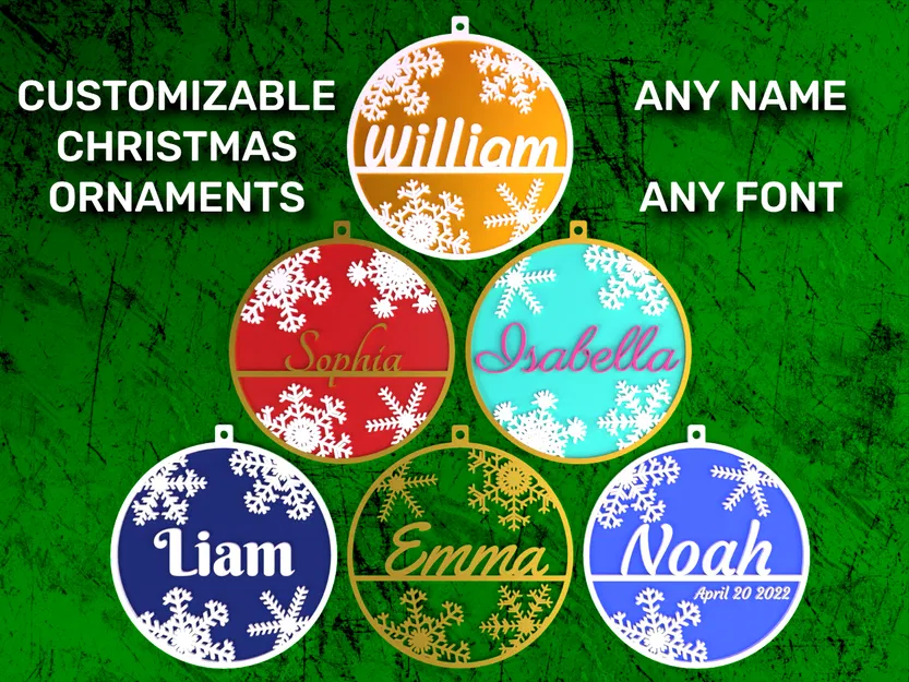 Trang trí Giáng sinh Tùy chỉnh - Trang trí Tên Bông tuyết - Image 1