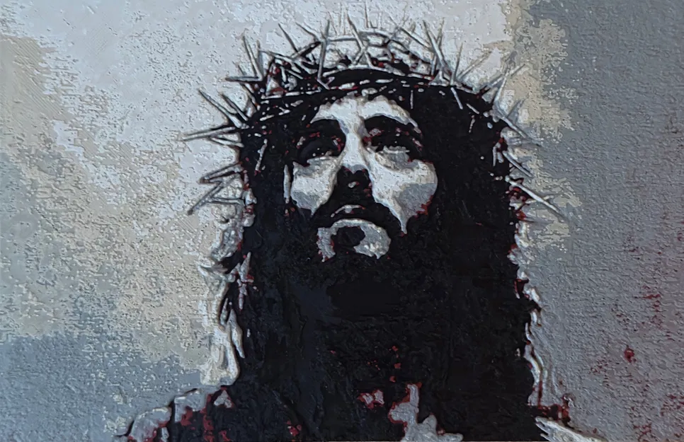 Tranh tô màu bằng sợi filament hình Chúa Jesus đội vương miện - Image 1