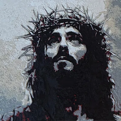 Tranh tô màu bằng sợi filament hình Chúa Jesus đội vương miện