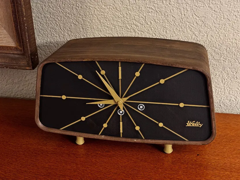 Đồng hồ Mantle bằng gỗ thực sự bằng gỗ giữa thế kỷ - dễ dàng lắp ráp - Image 1