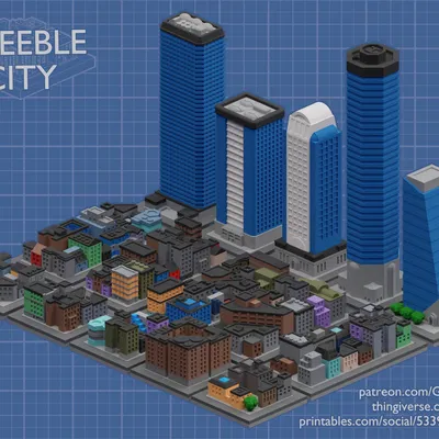 GreebleCity: Set 01 (Phiên bản 2024) - Mô hình thành phố sắc màu