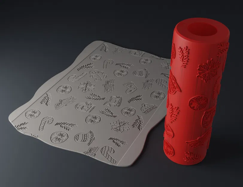 Con lăn kết cấu Giáng sinh cho đất sét và bột - Image 8